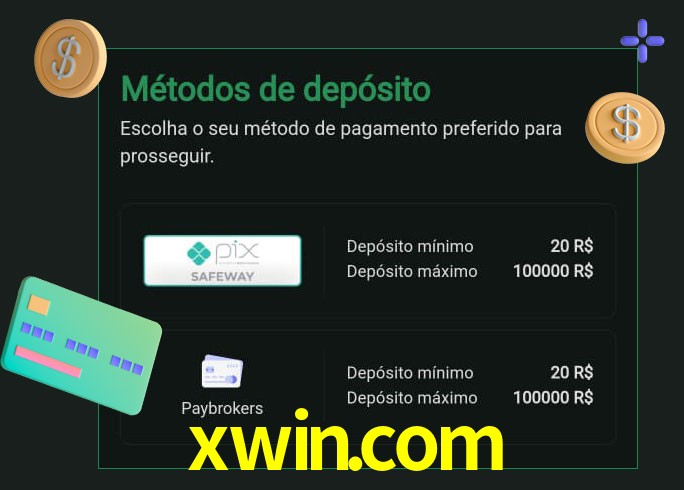 O cassino xwin.com oferece uma grande variedade de métodos de pagamento